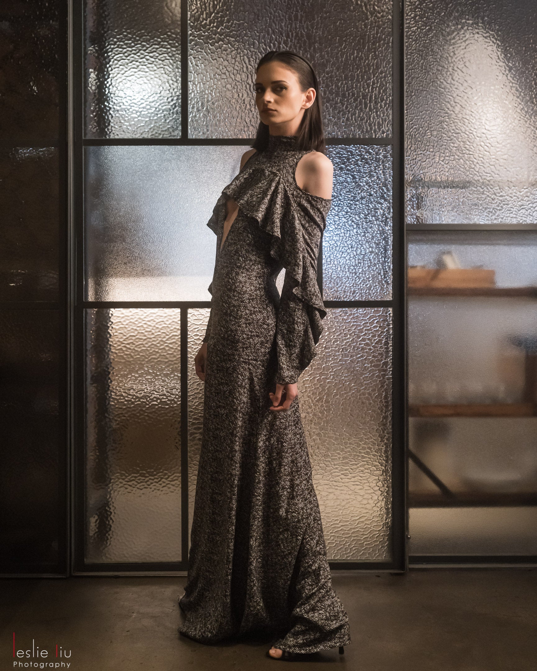 Undulating Herringbone Dress