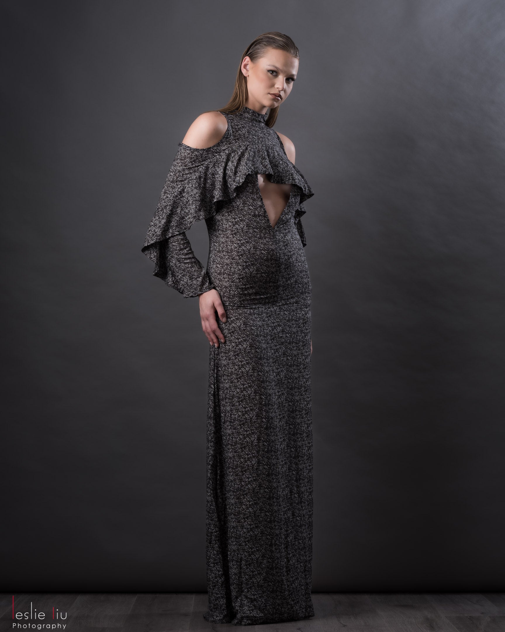 Undulating Herringbone Dress
