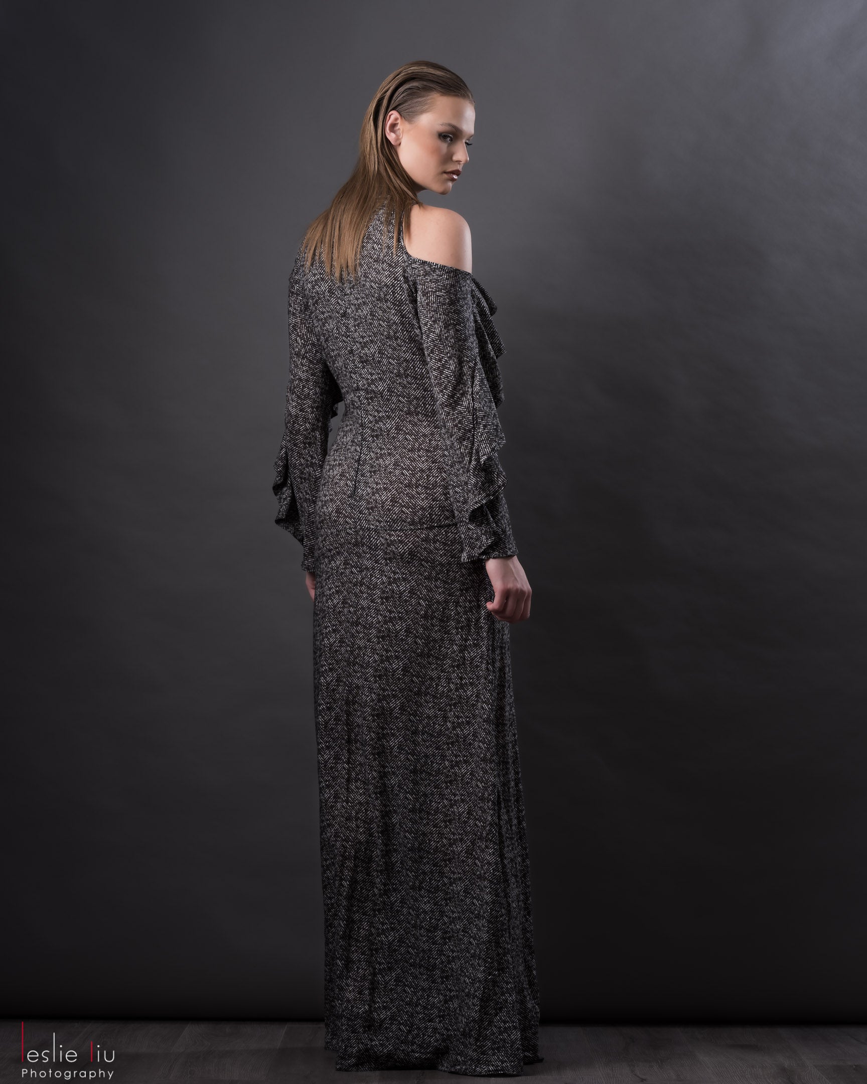 Undulating Herringbone Dress