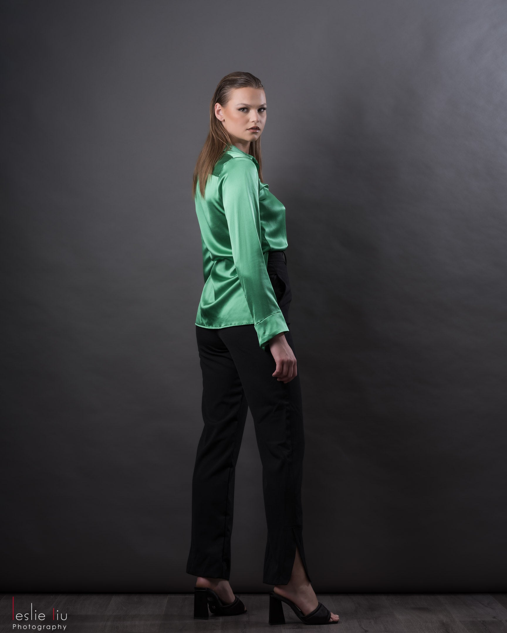 Circular Loop Asymmetric Hem Silk Shirt