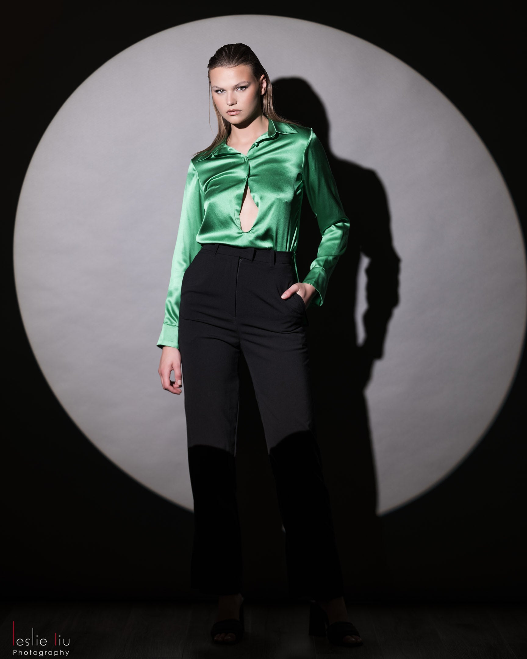 Circular Loop Asymmetric Hem Silk Shirt